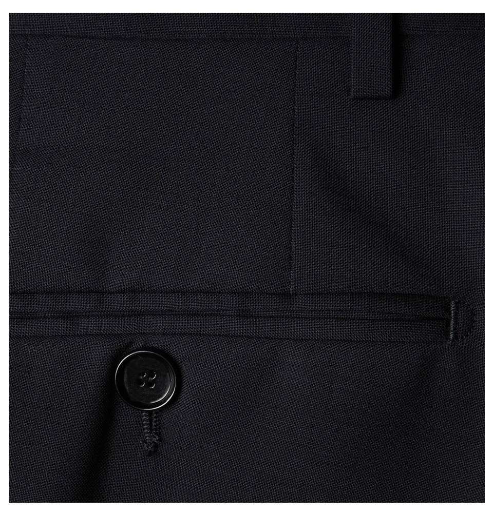 Navy Straight-Leg Wool Trouser