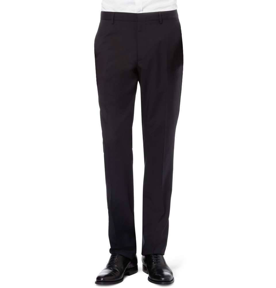 Navy Straight-Leg Wool Trouser