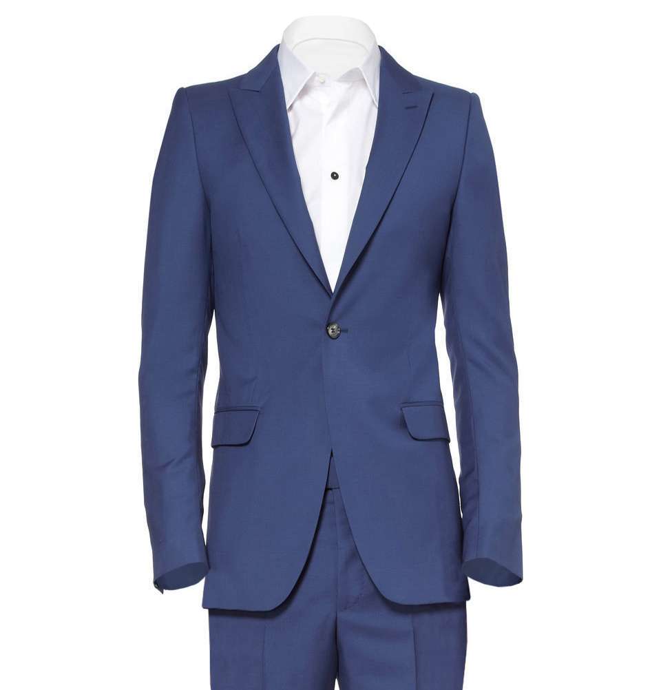 Blue Slim-Fit Wool and Mohair-Blend Jacket