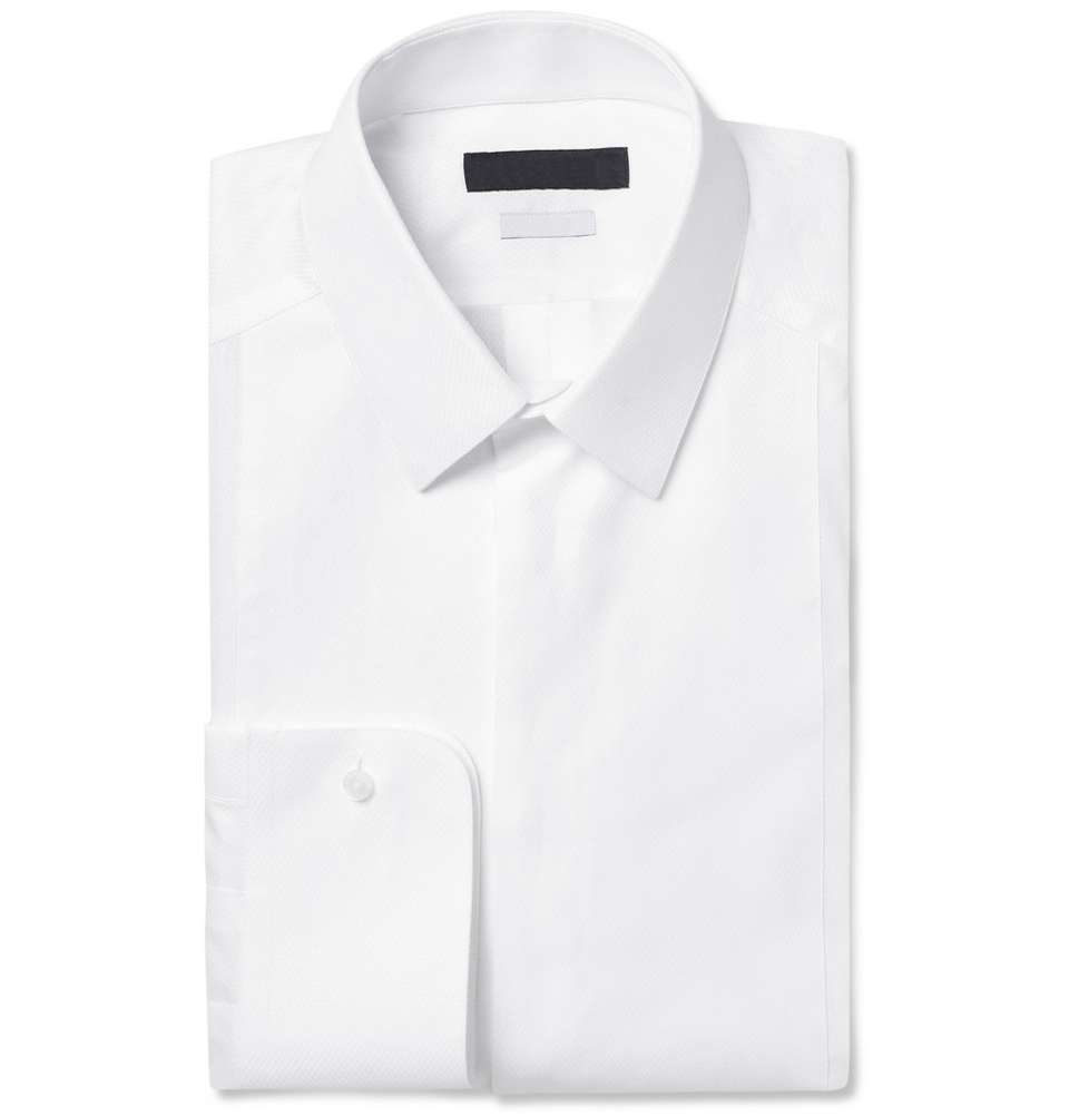 White Gold-Fit Patterned Cotton Shirt