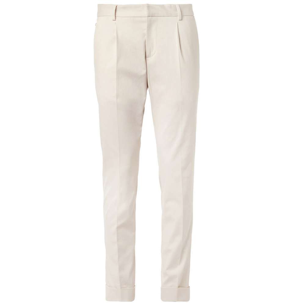Slim-Fit Brushed Cotton-Blend Trouser