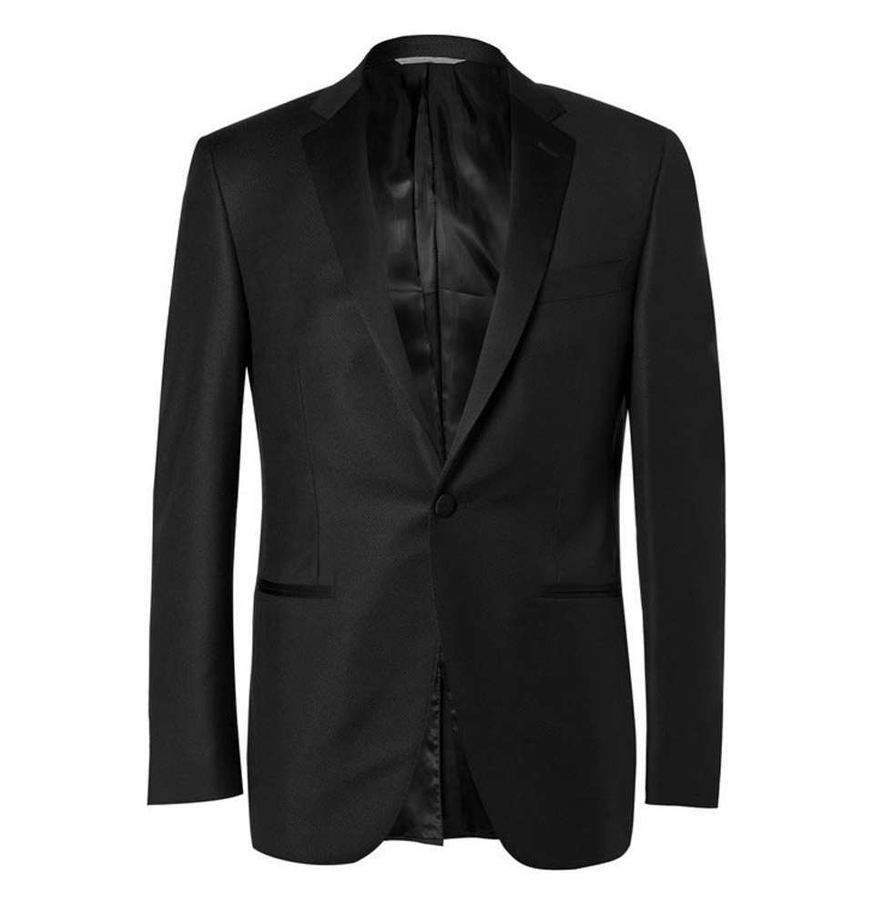 Black Slim-Fit Jacquard Wool Tuxedo