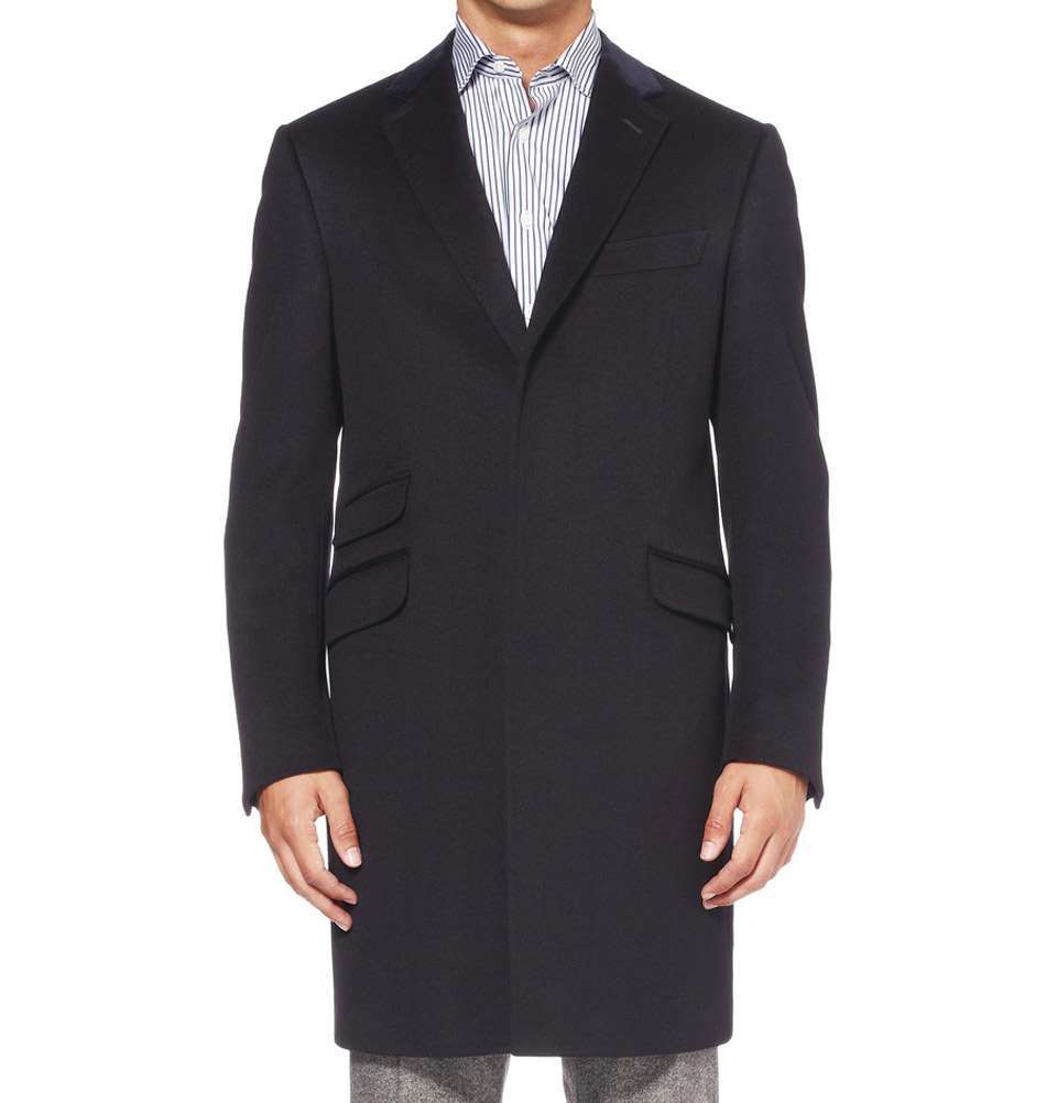 Wool Trousers | Velvet-Collar Wool Overcoat | Grey Wool Trousers