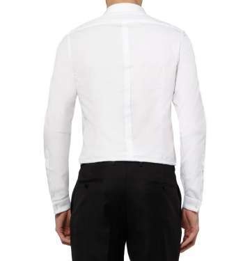 White Slim-Fit Bib-Front Cotton Shirt