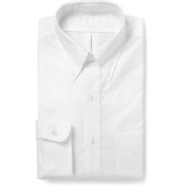 White Button-Down Cotton Oxford Shirt