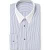 Blue Striped Contrast-Collar Cotton Shirt