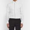 White Slim-Fit Satin-Piped Cotton Tuxedo Shirt