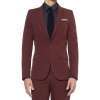 Red Slim-Fit Cotton Suit