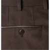 Leather-Trimmed Brushed-Cotton Trouser