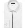 White Slim-Fit Satin-Piped Cotton Tuxedo Shirt