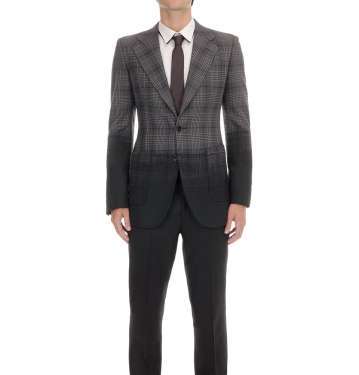 Black Degrade Check Wool Jacket