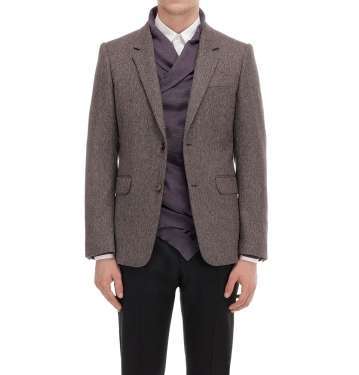Brown Chevron Wool 2-Button Jacket