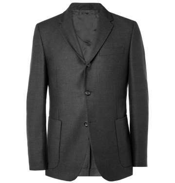 Black Slim Flecked Wool-Blend Suit