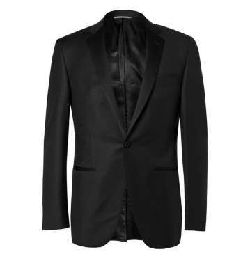 Black Slim-Fit Jacquard Wool Tuxedo