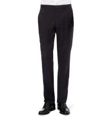 Navy Straight-Leg Wool Trouser