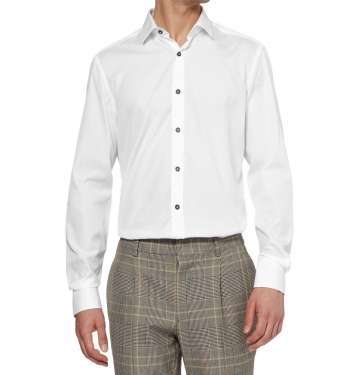 White Slim-Fit Cotton Tuxedo Shirt