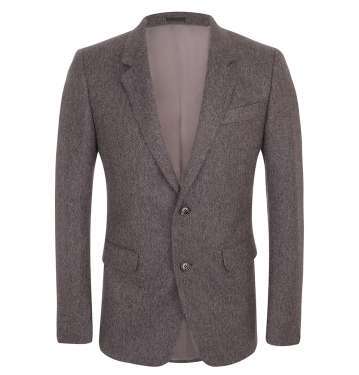 Brown Chevron Wool 2-Button Jacket