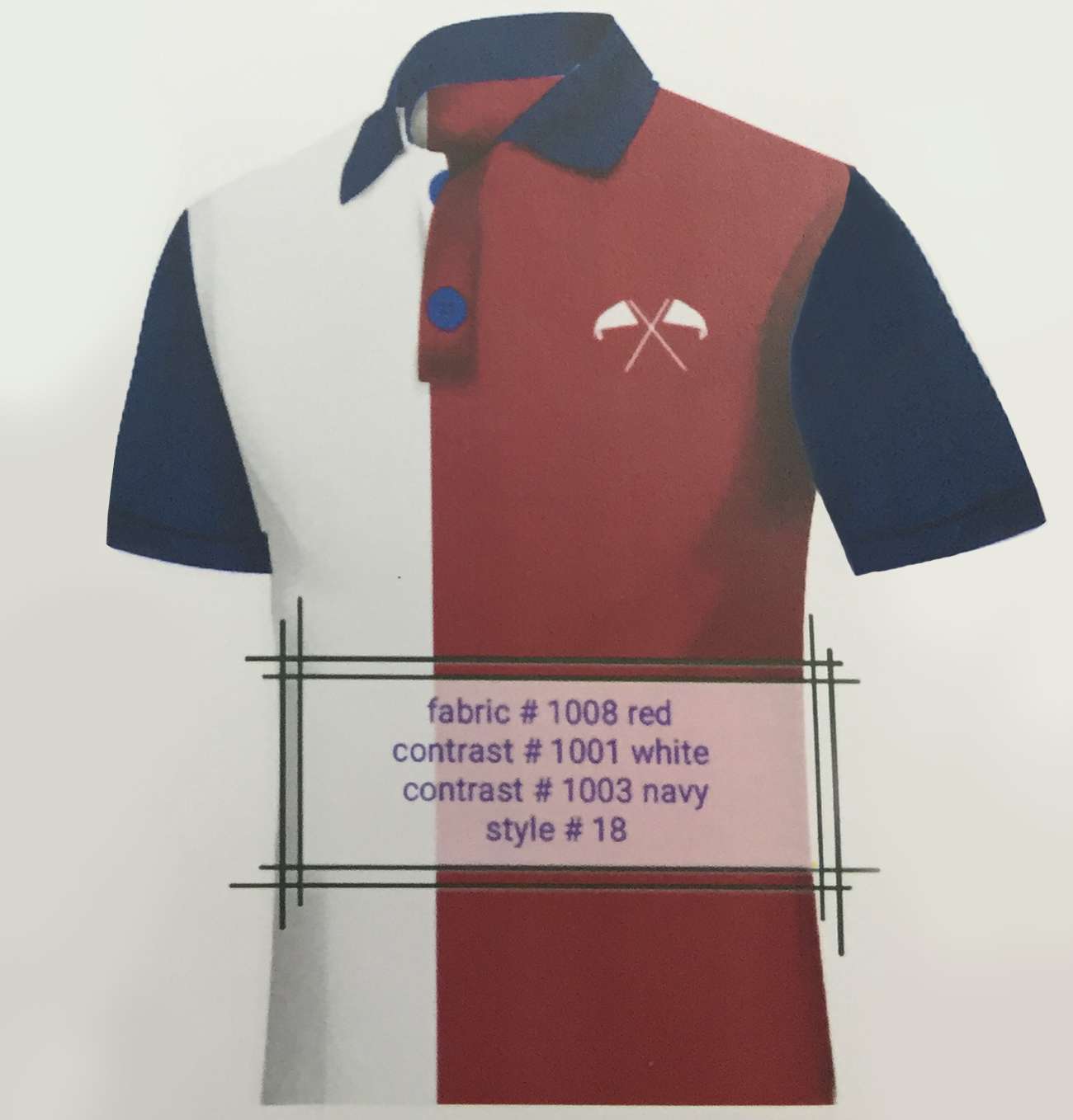 Fabric 1080 Red Contrast 1001 White Contrast 1003 Navy Style 18