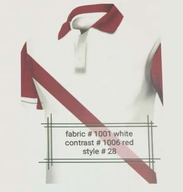 Fabric 1001 White Contrast 1006 Red Style 28