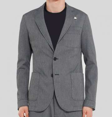 Navy Theobald Unstructured Striped Stretch Cotton Blazer