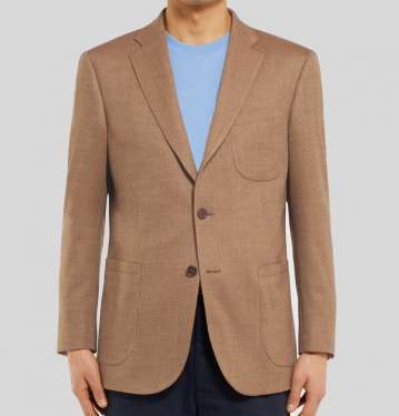 TAN SLIM FIT BIRDSEYE WOOL BLAZER