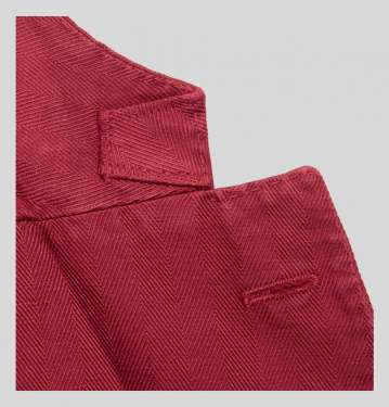 Claret Herringbone Cotton And Linen Blend Blazer