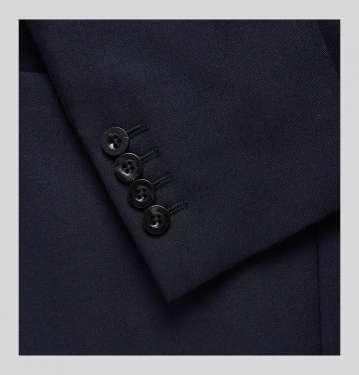 Navy Unstructured Worsted Wool Blazer