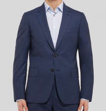 Blue Soho Puppytooth Wool And Silk-Blend Suit Jacket
