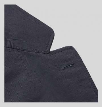 Midnight Blue Slimv Fit Unstructured Herringbone Cotton And Linen Blend Blazer