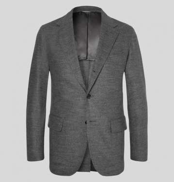 Grey MÃ©lange Wool Blend Blazer