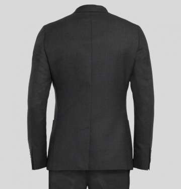 Grey Unstructured Worsted Wool Blazer
