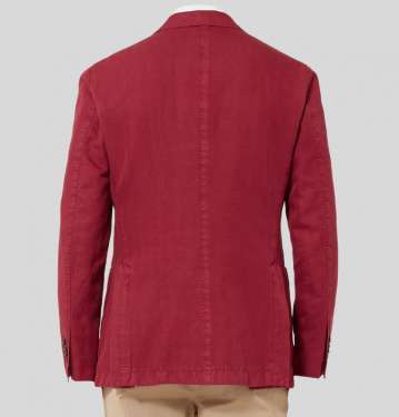 Claret Herringbone Cotton And Linen Blend Blazer