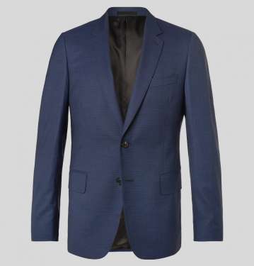 Blue Soho Puppytooth Wool And Silk-Blend Suit Jacket