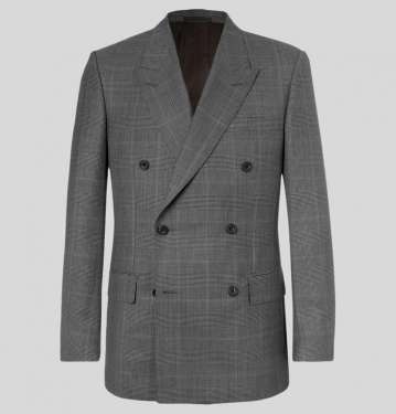Harry's Grey Double Breasted Prince Of Wales Checked Wool Suit Jacket