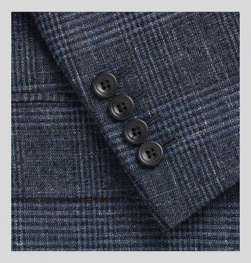 Harry's Navy Double Breasted Checked Wool Blend Blazer