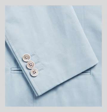 Sky Blue Slim Fit Unstructured Stretch Cotton Twill Suit Jacket