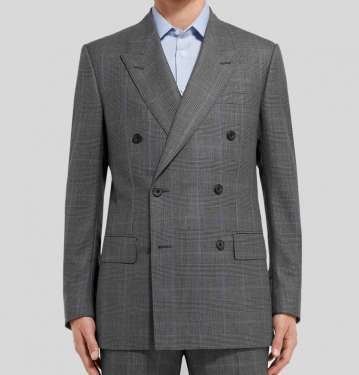 Harry's Grey Double Breasted Prince Of Wales Checked Wool Suit Jacket