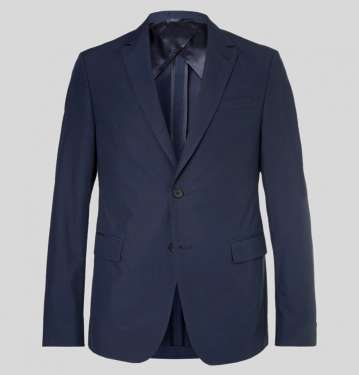 Navy Nobis Slim Fit Cotton Poplin Suit Jacket