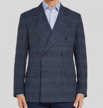 Harry's Navy Double Breasted Checked Wool Blend Blazer