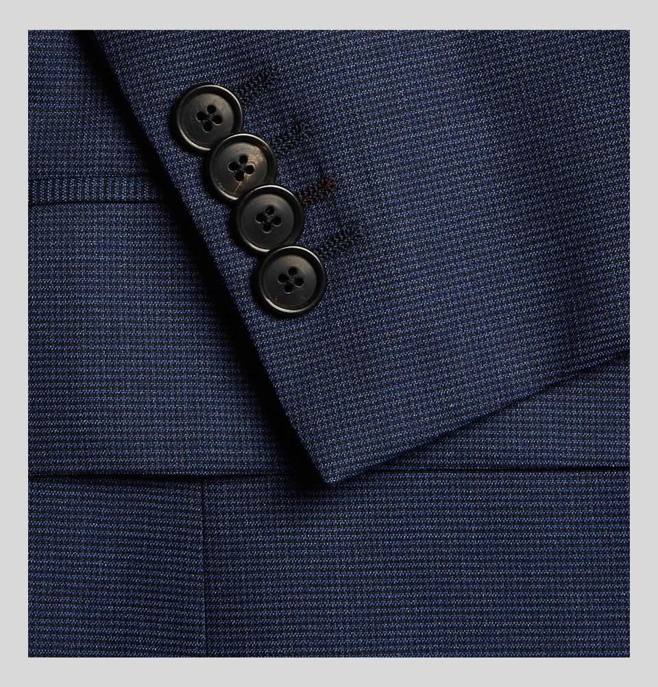 Blue Soho Puppytooth Wool And Silk-Blend Suit Jacket