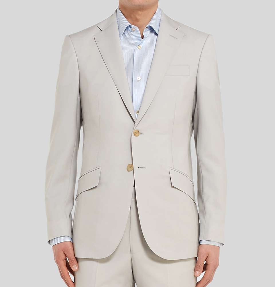 Pale Grey Seishin Slim Fit Wool And Mohair Blend Suit Jacket