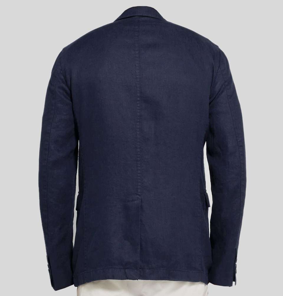 Navy Edgar Slim Fit Unstructured Linen Blazer
