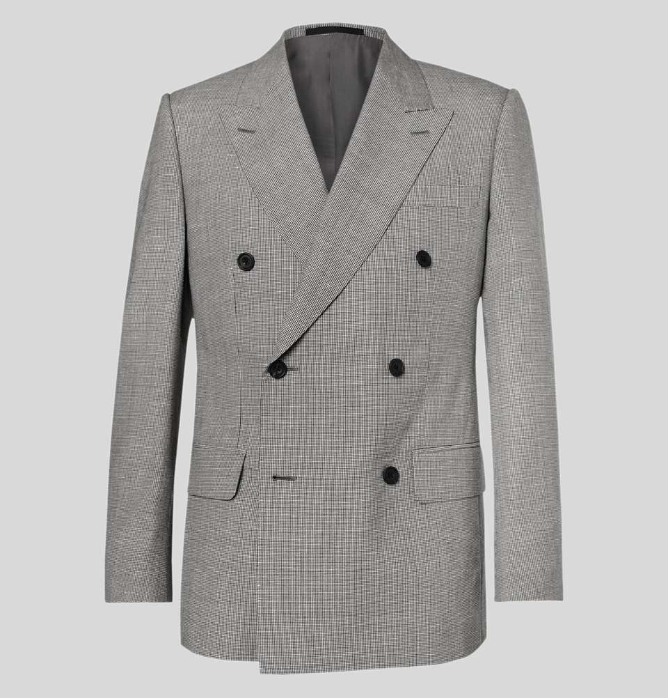 Harry's Grey Puppytooth Wool And Linen Blend Suit Jacket