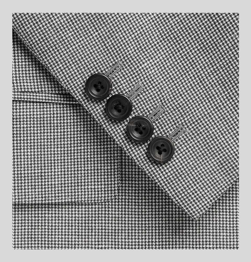 Harry's Grey Puppytooth Wool And Linen Blend Suit Jacket