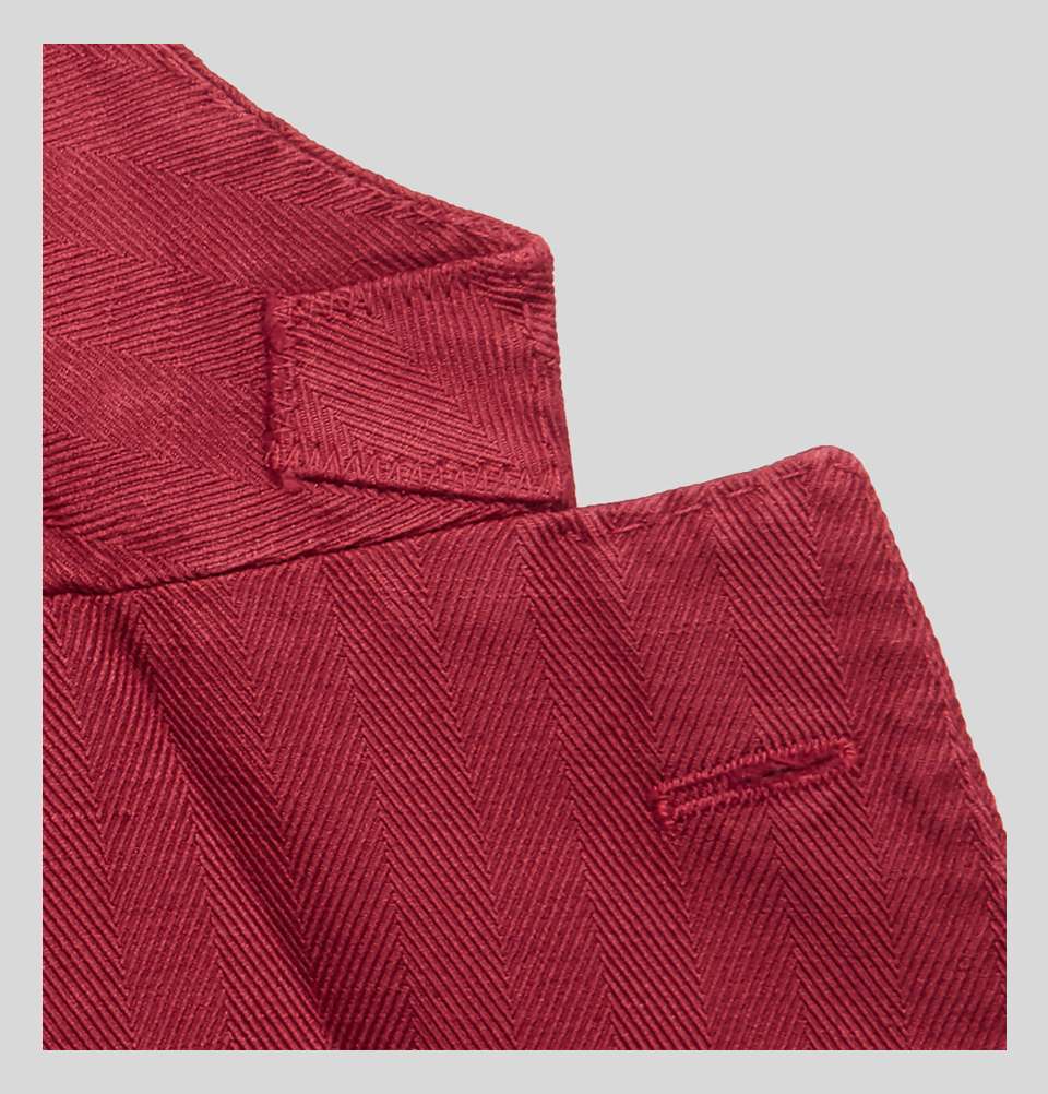 Claret Herringbone Cotton And Linen Blend Blazer
