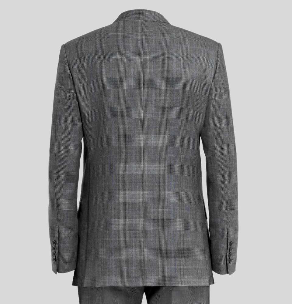 Harry's Grey Double Breasted Prince Of Wales Checked Wool Suit Jacket