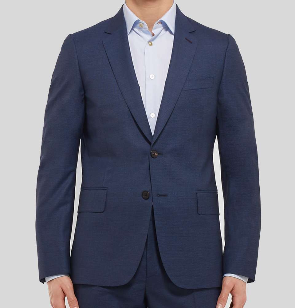 Blue Soho Puppytooth Wool And Silk-Blend Suit Jacket