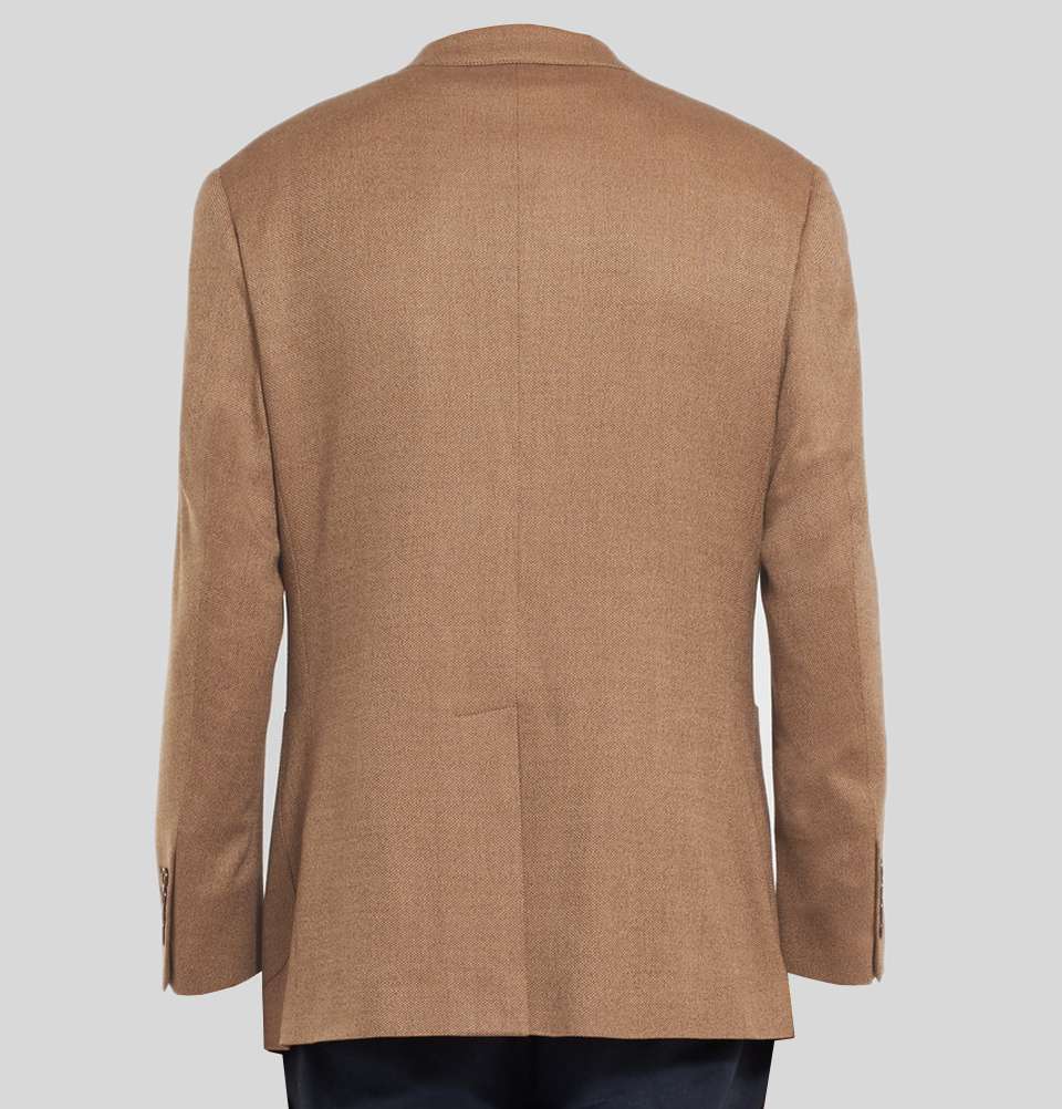 TAN SLIM FIT BIRDSEYE WOOL BLAZER