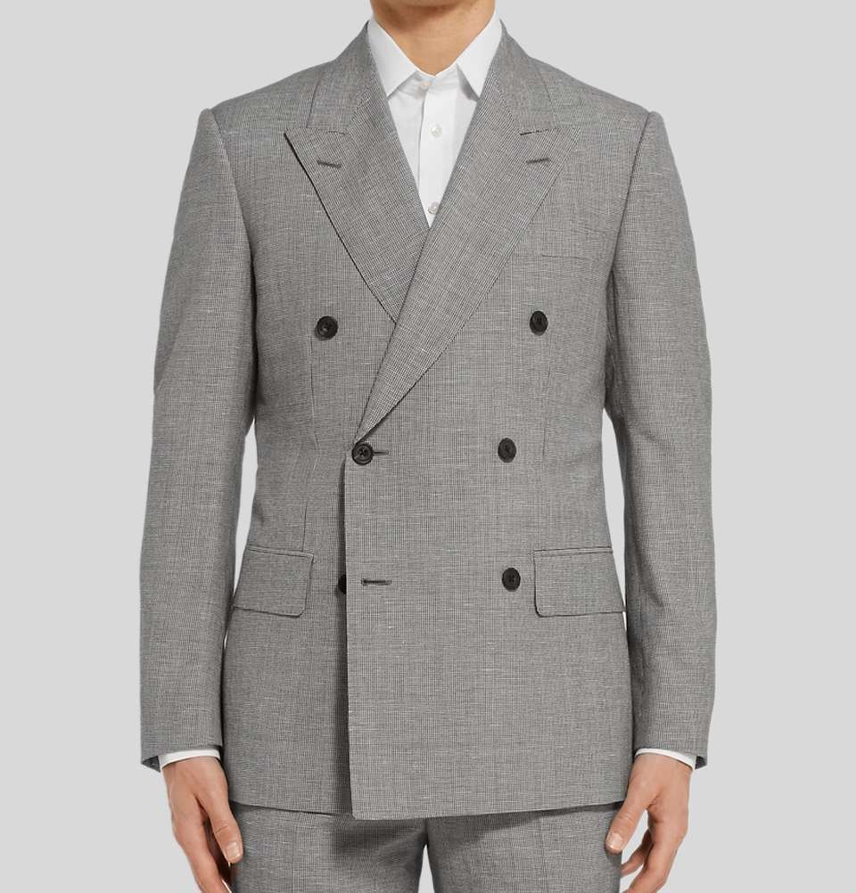 Harry's Grey Puppytooth Wool And Linen Blend Suit Jacket