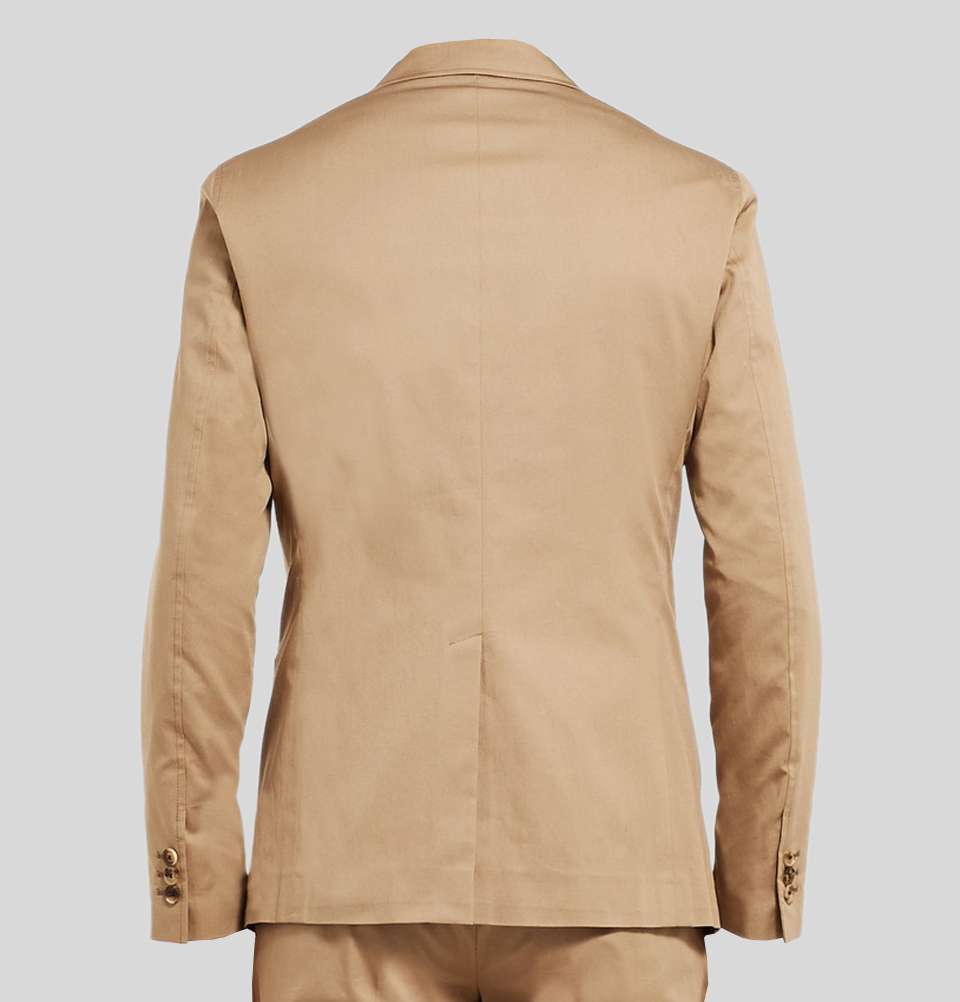 Sand Slim Fit Stretch Cotton Twill Suit Jacket